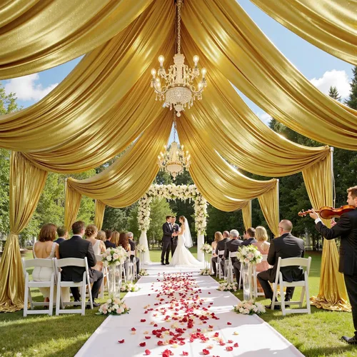 Vista 47 de Cortina de techo beige de 20 x 40 pies para bodas, 4 paneles sin arrugas, 40 pies de largo, cortinas drapeadas para bodas, cumpleaños y fiestas