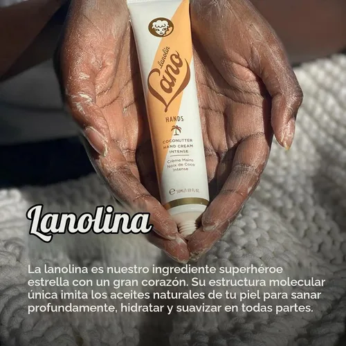 Vista 4 de Crema de manos Lanolips - Loción de lanolina con aceite de coco, manteca de karité y vitamina E - Crema para cutículas y manos para manos secas
