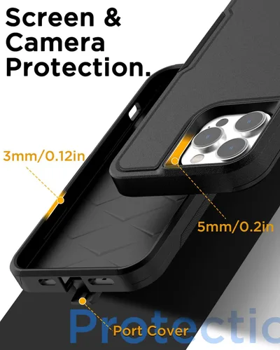 Vista 6 de AICase Funda para iPhone 13 Pro Max con protector de pantalla de vidrio, protección contra caídas de alta resistencia, cuerpo completo, resistente a
