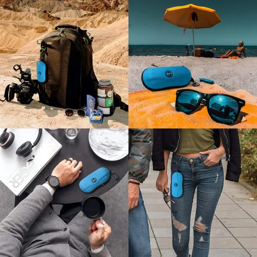 Vista 6 de BLUPOND Funda de gafas de sol semiduro de EVA con gancho de metal para colgar clip de cinturón para almacenamiento de gafas de sol
