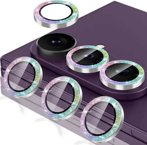 Vista 171 de Casetego Protector de lente de cámara para Galaxy Z Fold 8, [Diseño de purpurina mejorado], [Fuerte adherencia], lente de vidrio templado 9H negro