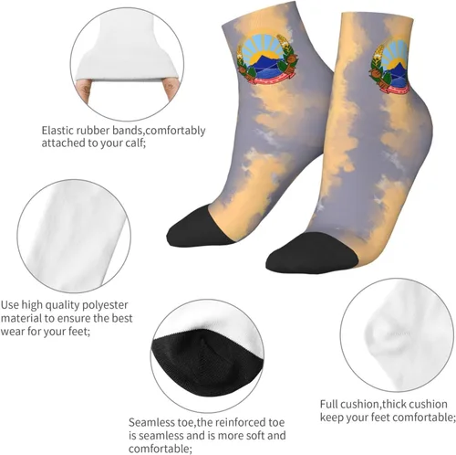 Vista 5 de Coat Of Arms Of North Macedonia Ankle Socks Winter Low Cut Sports Warm Comfort Breathable Casual Socks For Mens And Womens