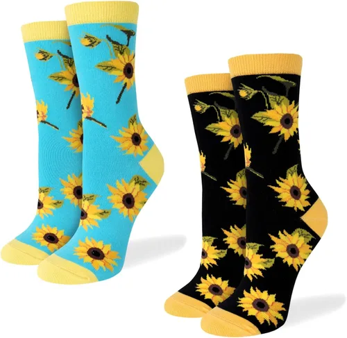Vista 2 de Benefeet Sox Calcetines divertidos para mujer, calcetines de algodón casuales con estampado floral colorido de animales