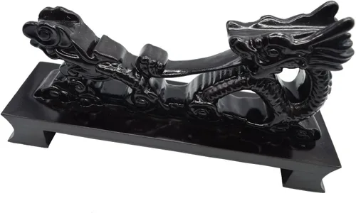 Vista 2 de Espada samurái de dragón negro de resina Katana Wakizashi Tanto soporte de exhibición