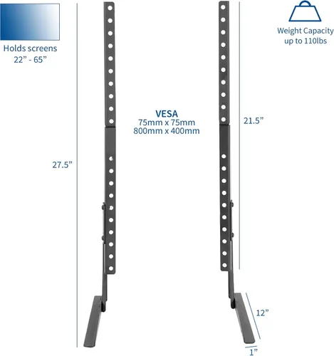 Vista 2 de VIVO - Soporte de mesa universal para televisores de pantalla plana LCD de 27 a 55 pulgadas T.V.