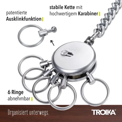 Vista 2 de Troika Llavero de cadena de patente con 6 anillos (KR1060MA)