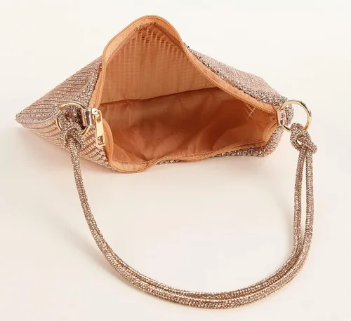 Vista 2 de Bolso de mano brillante con diamantes de imitación, elegante y brillante para mujer