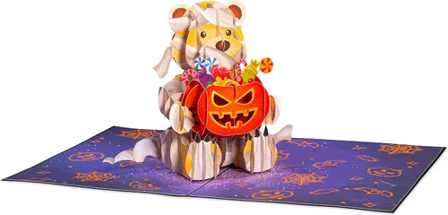 Vista 4 de Paper Love Tarjeta desplegable de Halloween, oso 3D, para celebraciones espeluznantes, truco o trato, adultos y niños, cubierta de 5 x 7 pulgadas