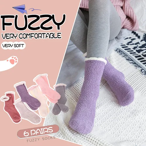Vista 2 de EBMORE Womens Fuzzy Socks Slipper Fluffy Cozy Comfy Cabin Plush Warm Winter Sleep Home Soft Socks