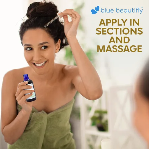 Vista 7 de Blue Beautifly Aceite orgánico Amla para suero del cuero cabelludo, fortalece los folículos pilosos, restaura el crecimiento y trata la caspa