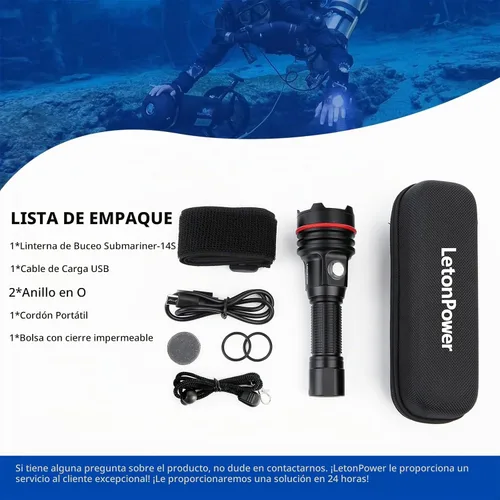 Vista 8 de 14S - Luz de buceo, 2000 lúmenes, linterna submarina brillante