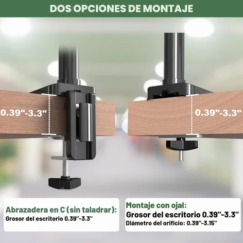 Vista 6 de Soporte de escritorio para monitor triple con resorte de gas para pantallas