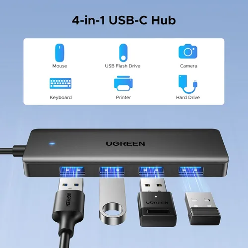Vista 2 de UGREEN Hub USB C, 4 puertos USB A Splitter Ultra-Slim USB Expander USB para mouse, teclado, unidad flash, disco U, impresora compatible con laptop