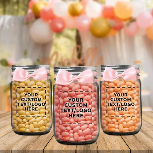 Vista 7 de DISCOUNT PROMOS Juego de 10 tarros de albañil decorativos, 12 onzas, texto personalizable, logotipo, enlatado, tapa de aluminio, color negro