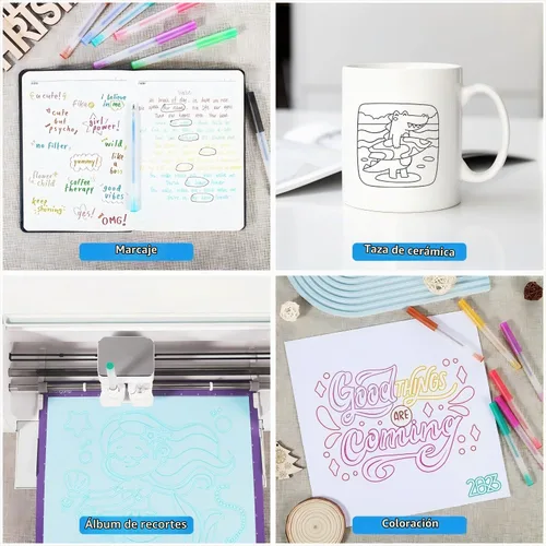 Vista 7 de Juego de bolígrafos de gel con purpurina compatible con Cricut Maker 3/Maker 4/Maker/Explore 3/4/Air 2/Air, juego de 12 bolígrafos de punta media 12