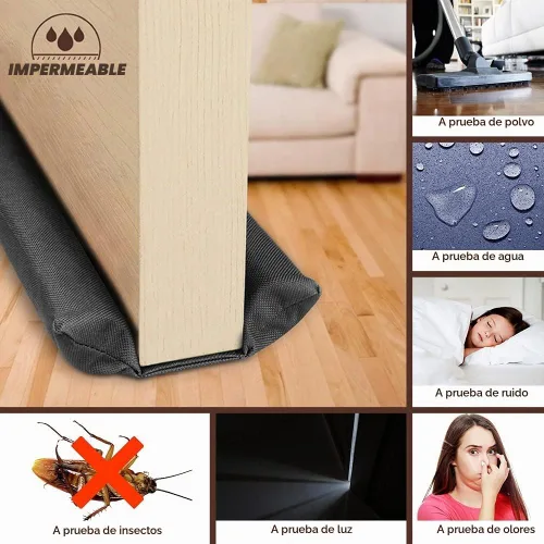 Vista 6 de Topes dobles para puertas impermeables, tamaño ajustable de 30" a 36", protectores de corrientes de aire, bloqueador de ruido, bloqueador de brisas