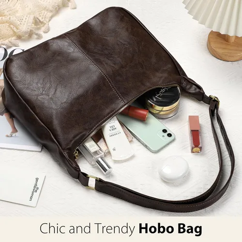 Vista 4 de Sightor Hobo Bags - Bolso de cuero para mujer, ultra suave, vegano, bolso de hombro vintage, bolso de mano moderno para uso diario