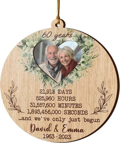 Vista 9 de V VIBEPY Adornos personalizados para parejas, adorno de aniversario 2023, 3.5 pulgadas, adornos de 3 capas, decoraciones de 35 aniversario