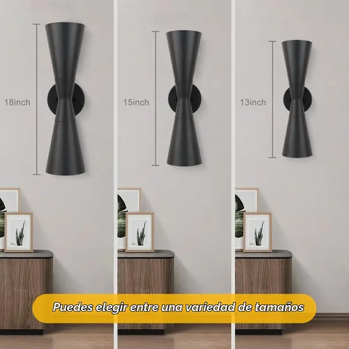 Vista 7 de Aplique de pared para baño, apliques modernos negros de 13 pulgadas, decoración de pared, accesorios de pared interiores para sala de estar