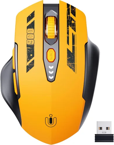 Vista 10 de Uineer Wireless Mouse, 2.4GHz Rechargeable Computer Mouse, Battery Display Azul y blanco