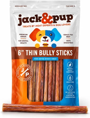 Vista 10 de Jack&Pup - Palitos trenzados de 6 pulgadas (paquete de 5) palitos gruesos de larga duración para perros medianos a grandes y masticadores agresivos