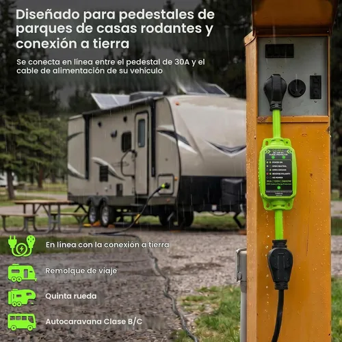 Vista 3 de GEARit Protector contra sobretensiones RV de 30 amperios con analizador