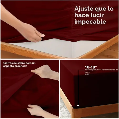 Vista 3 de Juego de sábanas divididas tamaño King para camas ajustables con bolsillo profundo, juegos de sábanas bajeras individuales XL para cama ajustable