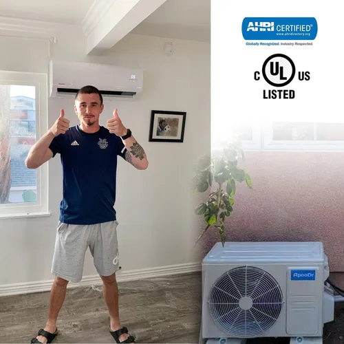 Vista 6 de 9000 BTU Mini Split Aire Acondicionado Sistema Inversor Sin Conductos 16.5 SEER con bomba de calor 220V, con kit de instalación