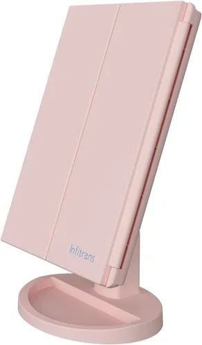 Vista 4 de Infitrans Espejo de Maquillaje Tríptico Espejo de Tocador con Luces, aumento 1X 2X 3X, pantalla táctil, rotación ajustable de 180°, espejo cosmético