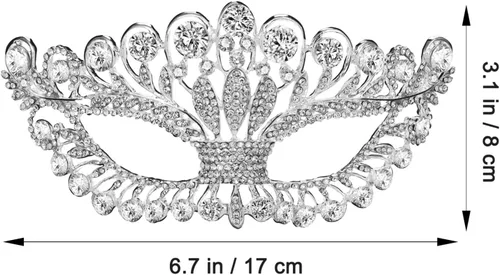 Vista 5 de Toyvian Máscara de disfraz con diamantes de imitación brillantes, máscara de baile de graduación, máscara veneciana de Mardi Gras para mujeres