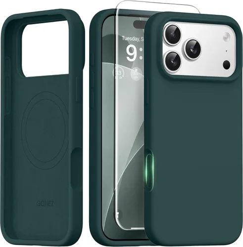 Vista 60 de GONEZ Funda magnética para iPhone 14, compatible con Magsafe, con protector de pantalla + protector de cámara, forro de microfibra antiarañazos