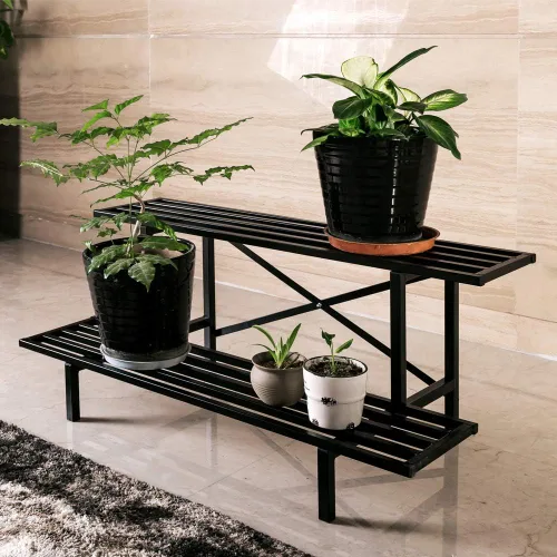 Vista 2 de Zhongma Soporte para plantas de metal resistente de 2 niveles