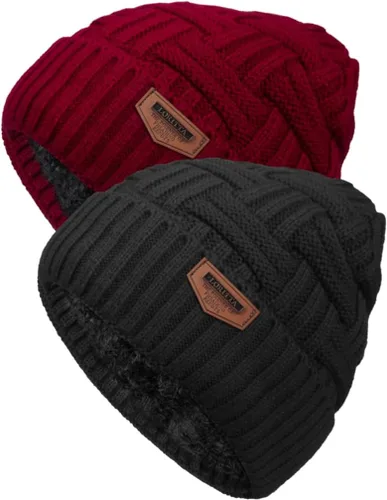 Vista 15 de Loritta Gorro de invierno cálido de punto grueso y holgado para hombre