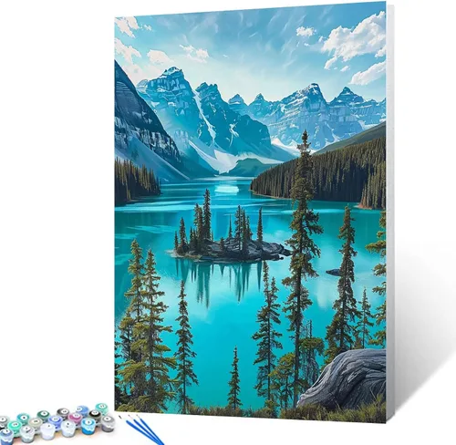 Vista 12 de America Route 66 - Pintura de montaña al atardecer por números, 16 x 20 pulgadas, lienzo de paisaje de EE. UU., pintura acrílica al óleo para niños