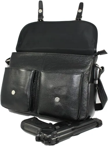 Vista 4 de Monedero de piel genuina estilo vintage múltiples bolsillos negro, Negro