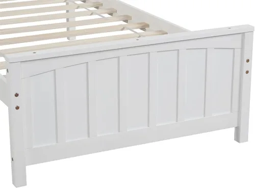 Vista 7 de Marco de cama de plataforma de tamaño individual, cama de plataforma de madera con cabecera y soporte de listones, muebles de dormitorio para niños