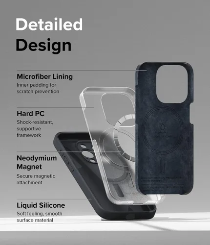 Vista 8 de Ringke - Funda para iPhone 15 Pro (silicona magnética azul profundo)