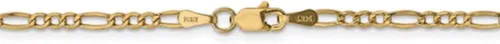 Vista 3 de 14K Amarillo Oro 2.50mm Figaro Cadena Tobillera 10inch