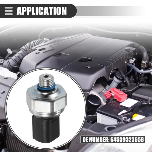 Vista 3 de Motoforti Válvula transductora de presión A/C, interruptor del sensor de presión, para BMW 128i 2008-2013, metal, negro