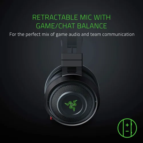 Vista 6 de Razer Nari Ultimate Wireless 7.1 Surround Sound Gaming Auriculares THX Audio y Feedback Haptic - Diadema de ajuste automático - CHROMA RGB - MIC