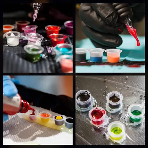 Vista 7 de Autdor Tapas de tinta pequeñas – 200 piezas de vasos de pigmento de tatuaje, vasos desechables de tinta de tatuaje para Microblading, maquillaje
