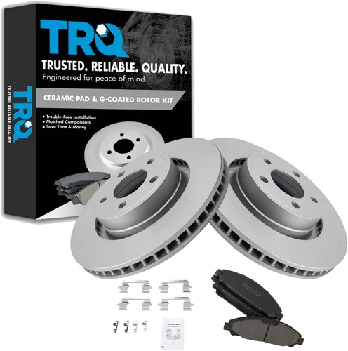 Vista 77 de TRQ Juego de pastillas de freno delantero y rotores con revestimiento de cerámica compatible con Jeep Compass Patriot 2017