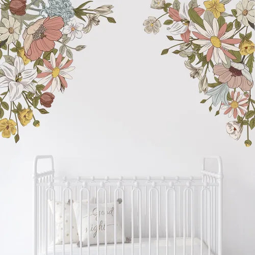 Vista 22 de 208Pcs Pegatinas de Pared de Flores Boho, Calcomanías de Pared de Flores Rosas, Autoadhesivas, Flores Silvestres de Acuarela Neutrales Extraíbles