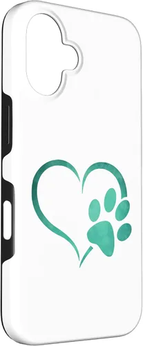 Vista 3 de Vintage green Dog Paw Print heart For Dogs Lover Case for iPhone 16