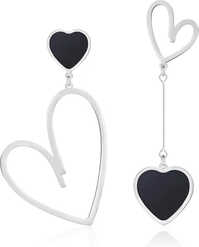 Vista 14 de Linawe Mismatched Heart Dangle Earrings for Women Trendy