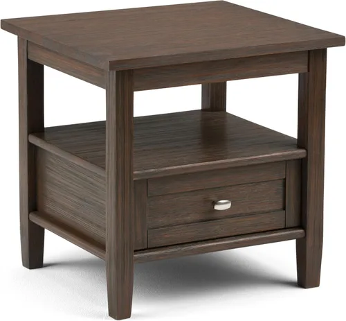 Vista 27 de SIMPLIHOME - Mesa lateral estrecha rectangular Warm Shaker, de madera maciza, de 14 pulgadas de ancho, estilo transicional, color negro, para sala