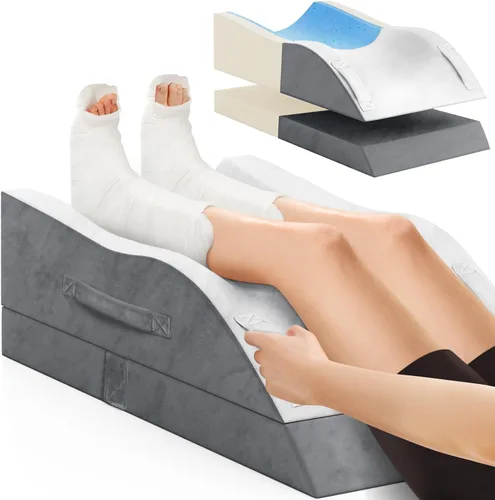 Vista 16 de TranquilRelax Almohadas de elevación de piernas, almohada de cuña para después de una cirugía o descanso, soporte de piernas de espuma viscoelástica