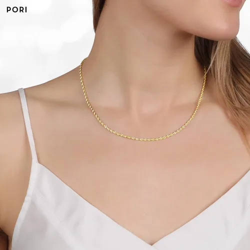 Vista 5 de PORI JEWELERS 18K Yellow Gold 1.5MM, 1.8MM, 2MM, 2.5MM, 3MM, 4MM, or 5MM Diamond Cut Rope Chain Necklace Unisex Sizes 16"-30