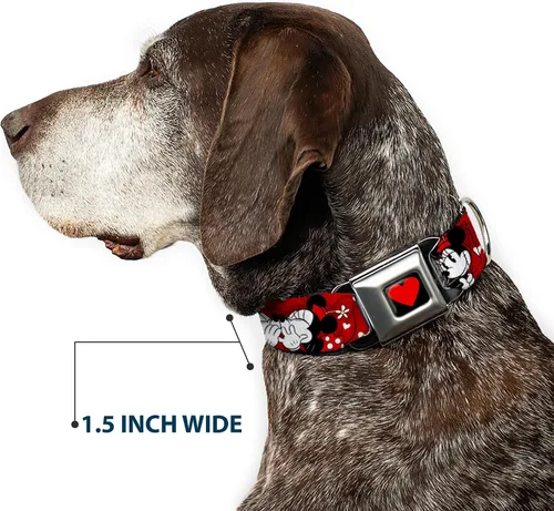 Vista 7 de Buckle-Down Collar de perro con hebilla de cinturón de seguridad Mickey Minnie Hugs Kisses Poses Reds White, multicolor, 1 pulgada de ancho – Se