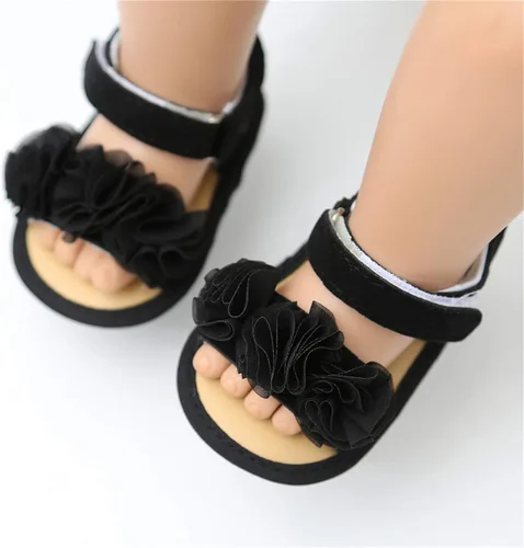 Vista 2 de COSANKIM Sandalias de verano para bebés y niñas con suela suave de flores, zapatos de vestir para cuna, recién nacidos, para recién nacidos